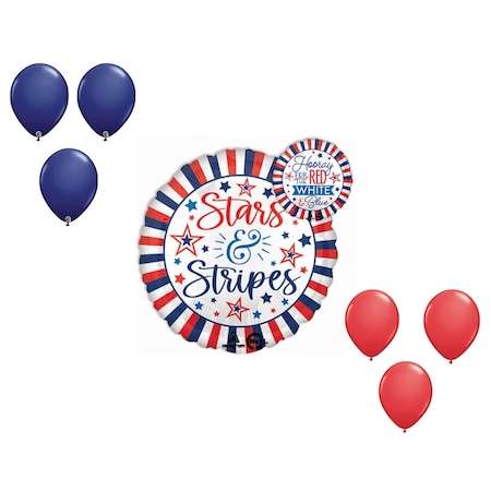 USA Hooray Stars & Stripes Balloon Shape Set 6x Latex